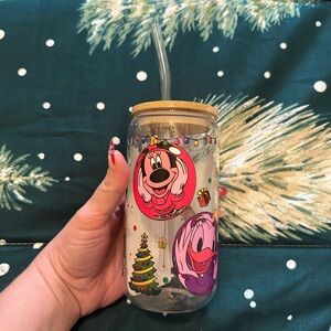 Disney inspires christmas  Glass Tumbler with Straw
